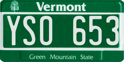 VT license plate YSO653