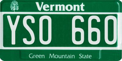 VT license plate YSO660