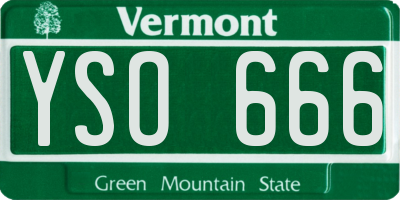 VT license plate YSO666