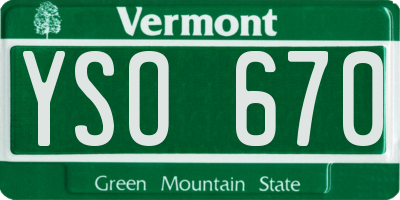 VT license plate YSO670