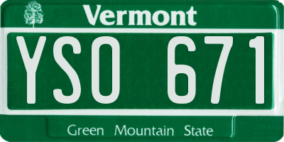 VT license plate YSO671