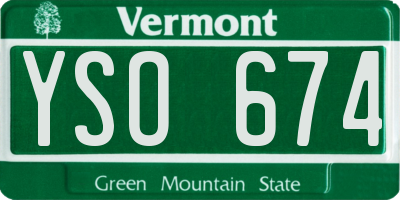 VT license plate YSO674