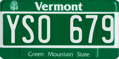 VT license plate YSO679