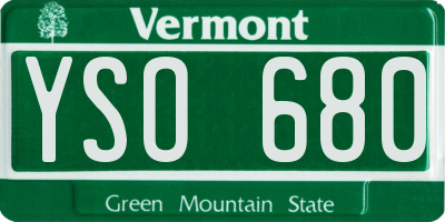 VT license plate YSO680