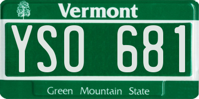 VT license plate YSO681