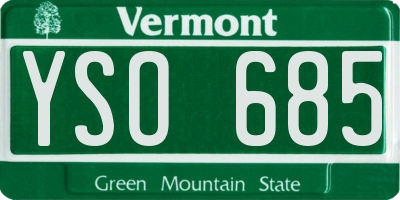 VT license plate YSO685