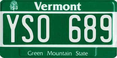 VT license plate YSO689