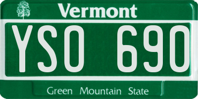 VT license plate YSO690