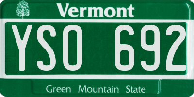 VT license plate YSO692