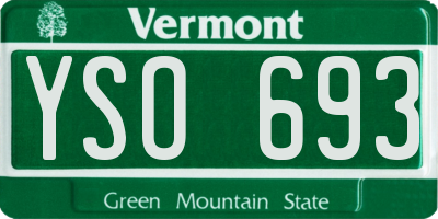 VT license plate YSO693