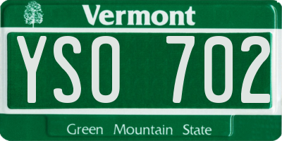 VT license plate YSO702