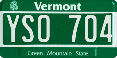 VT license plate YSO704