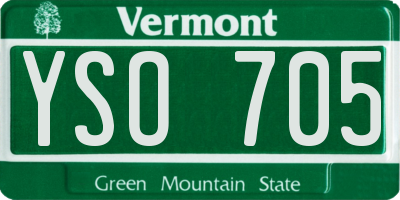 VT license plate YSO705