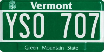 VT license plate YSO707