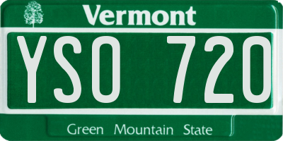 VT license plate YSO720