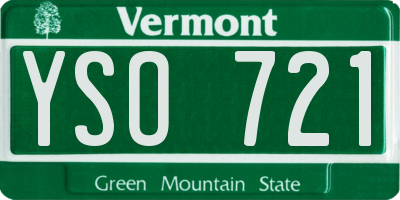 VT license plate YSO721