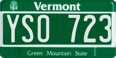 VT license plate YSO723