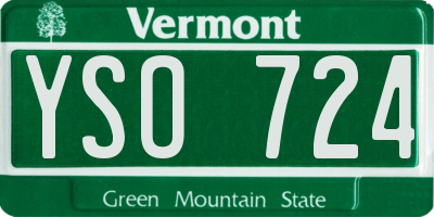 VT license plate YSO724