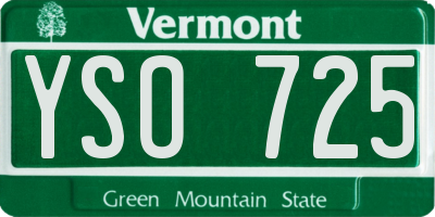 VT license plate YSO725