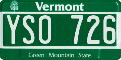 VT license plate YSO726