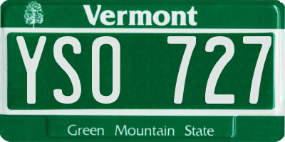 VT license plate YSO727