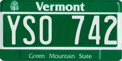 VT license plate YSO742