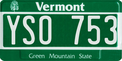VT license plate YSO753