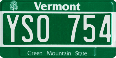 VT license plate YSO754