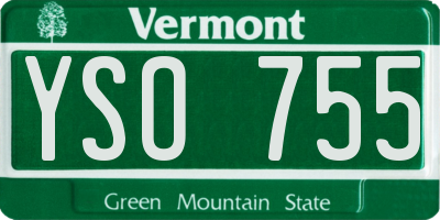 VT license plate YSO755