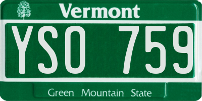 VT license plate YSO759