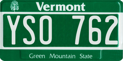 VT license plate YSO762