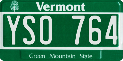 VT license plate YSO764