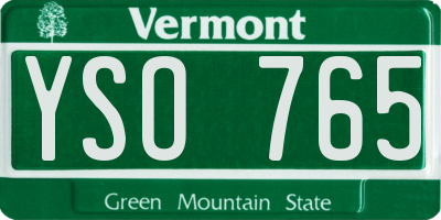 VT license plate YSO765