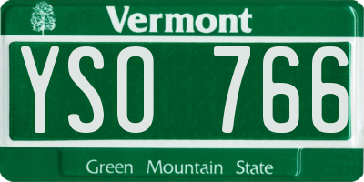 VT license plate YSO766