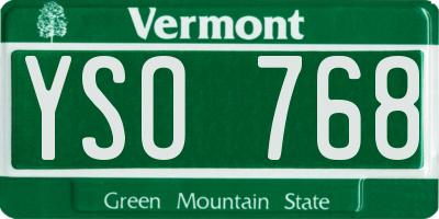 VT license plate YSO768