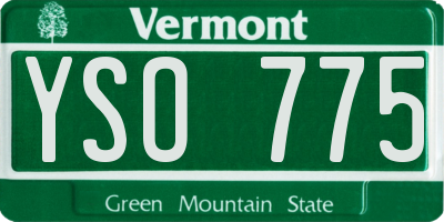 VT license plate YSO775