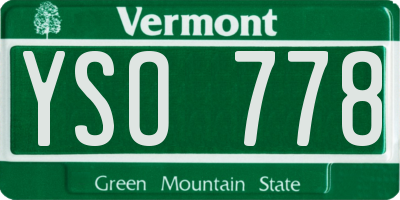 VT license plate YSO778