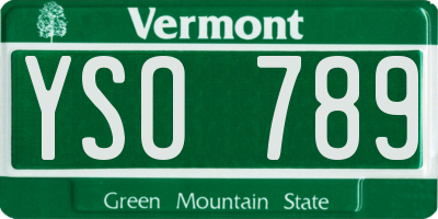 VT license plate YSO789