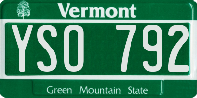 VT license plate YSO792