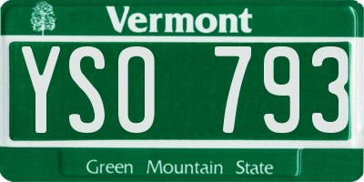 VT license plate YSO793