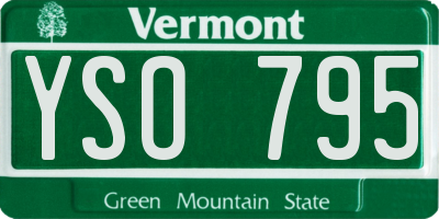 VT license plate YSO795