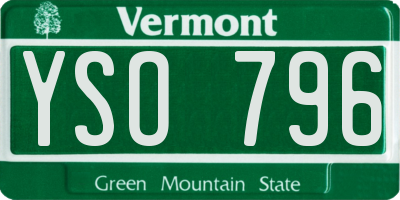 VT license plate YSO796