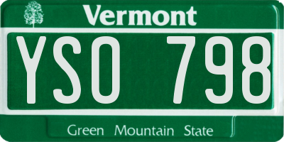VT license plate YSO798
