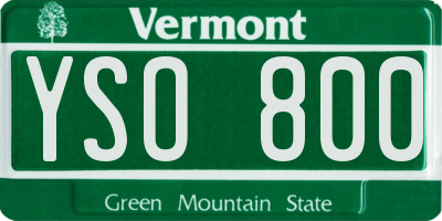 VT license plate YSO800