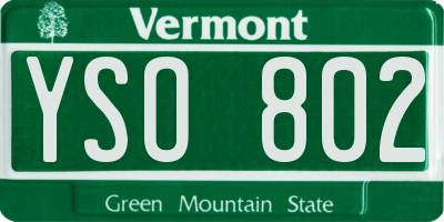 VT license plate YSO802