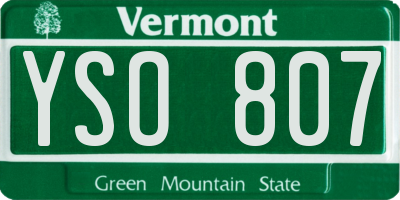 VT license plate YSO807