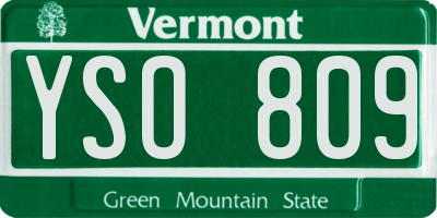 VT license plate YSO809