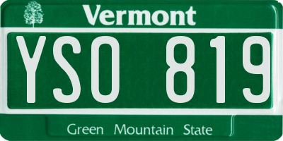 VT license plate YSO819