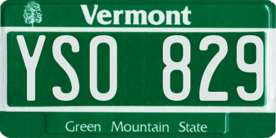 VT license plate YSO829
