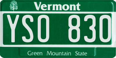 VT license plate YSO830